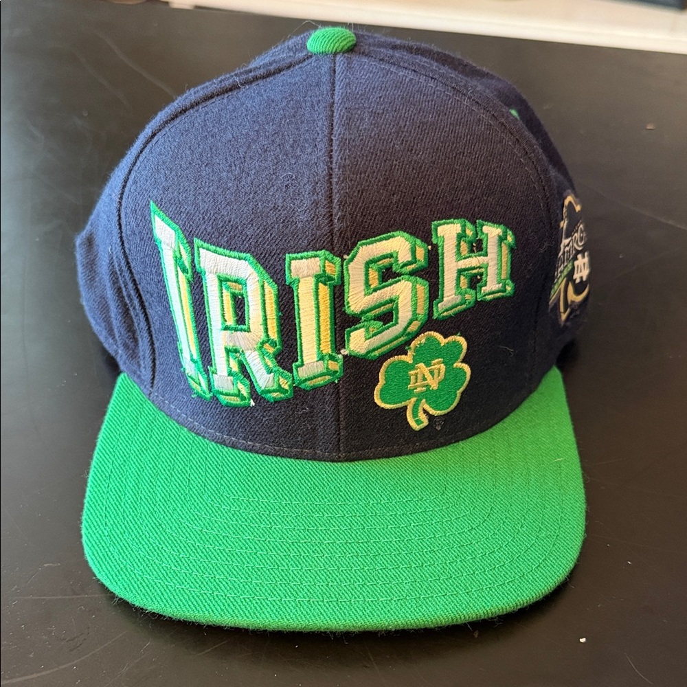Notre Dame Hat 90s Snapback Fighting Irish NCAA Twill Navy Blue Cap
